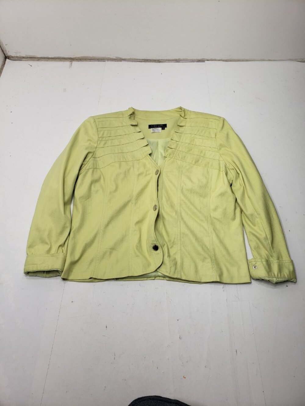 City Girl Nancy Bolen Women’s Faux Leather Jacket Green Size M Snap Front